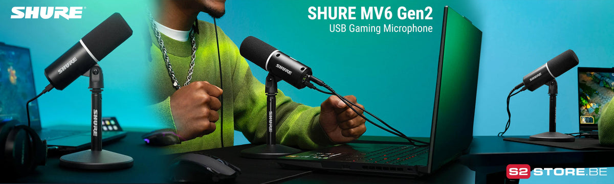 Shure MV6 Gen2 USB Gaming Microfoon: helder geluid, direct klaar voor gebruik