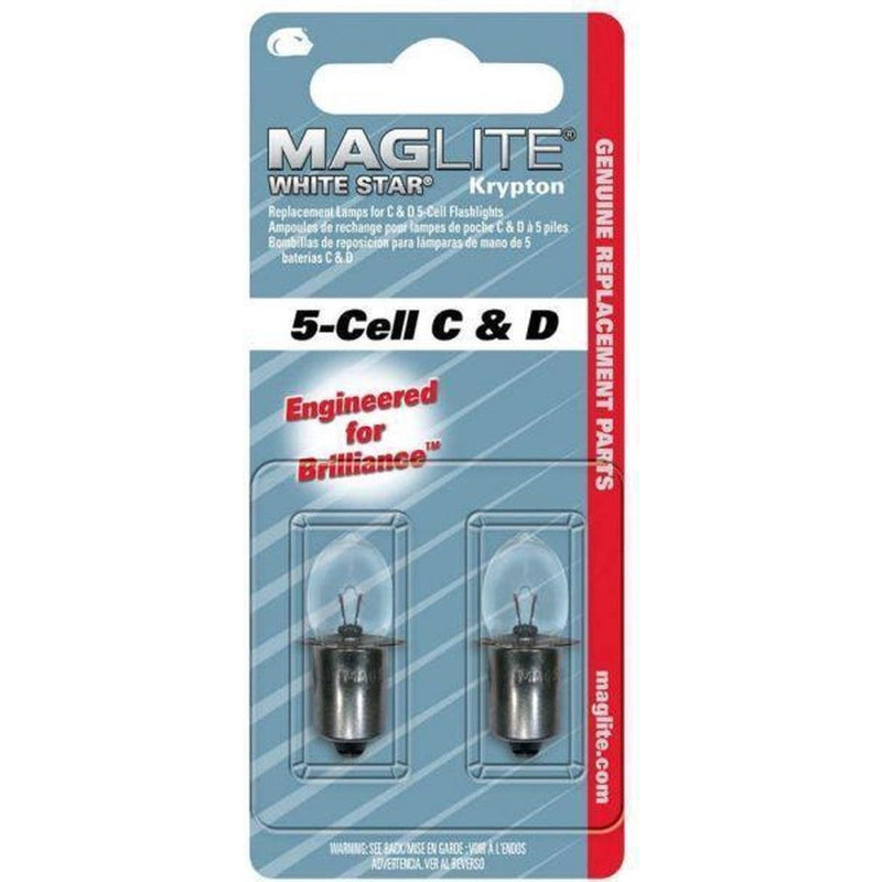 Reservelampjes White Star Krypton voor Maglite 5-cell C &amp; D (2 stuks)