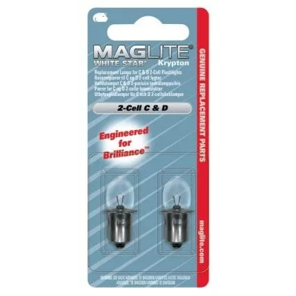 Reservelampjes White Star Krypton voor Maglite 2-cell  C &amp; D (2 stuks)