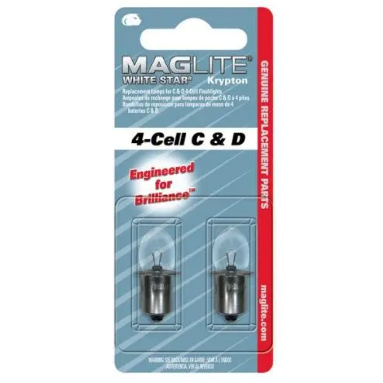 Reservelampjes White Star Krypton voor Maglite 4-cell C &amp; D (2 stuks)