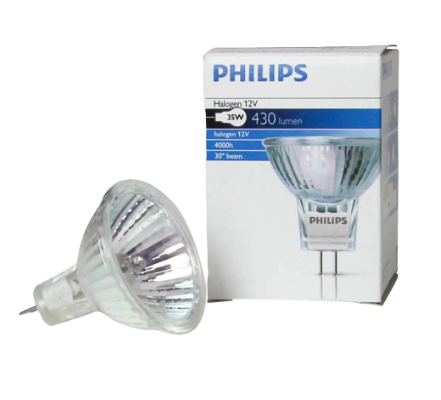 LAMP 12V 35WATT 30ø MR11 GU4 PHILIPS 14627 VOOR SUNSTRIP2,..
