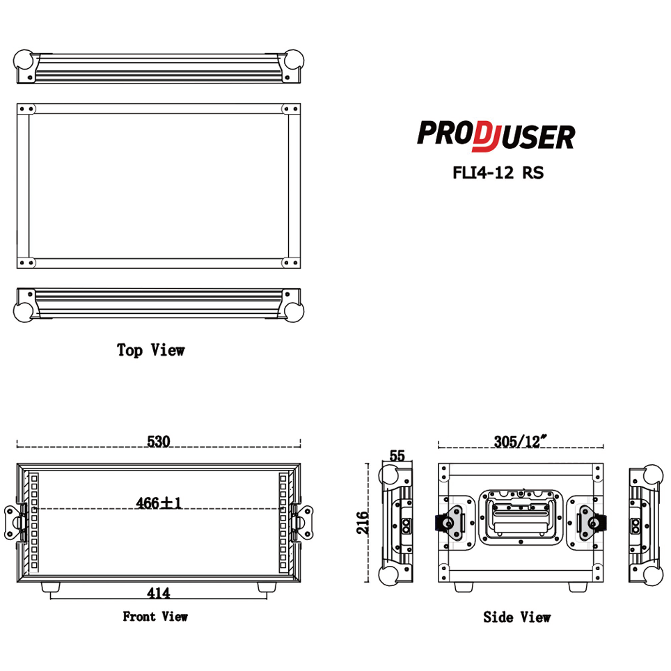 FLI-4-12 RS ProDJuser 19" Rack Case 4U korte versie 30.5cm