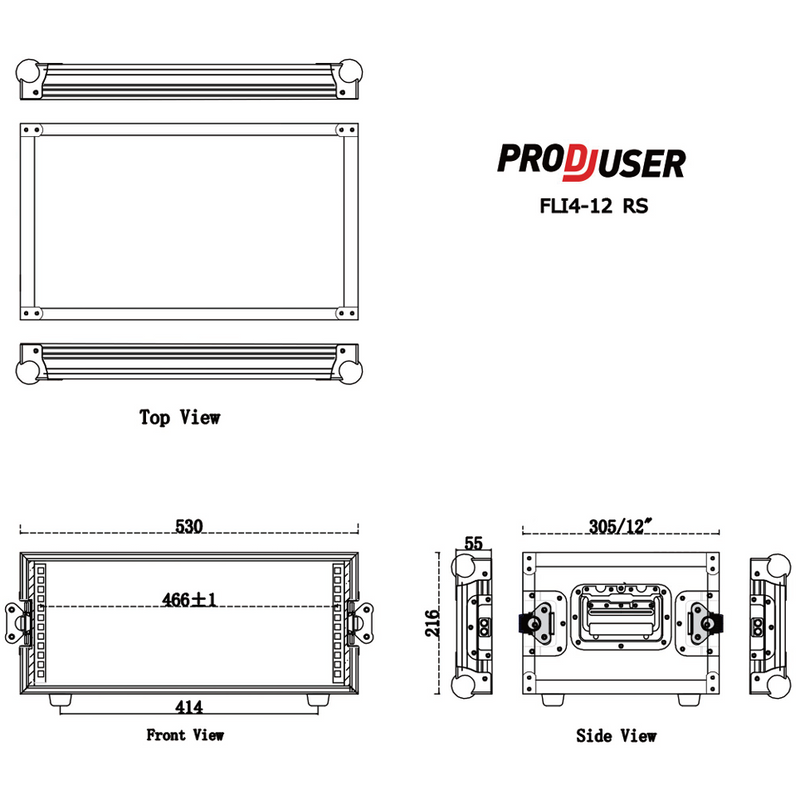 FLI-4-12 RS ProDJuser 19" Rack Case 4U korte versie 30.5cm