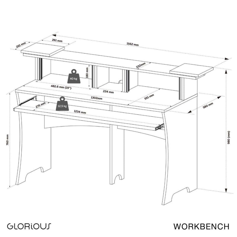 Workbench Black Glorious Studio Workstation (Zwart)