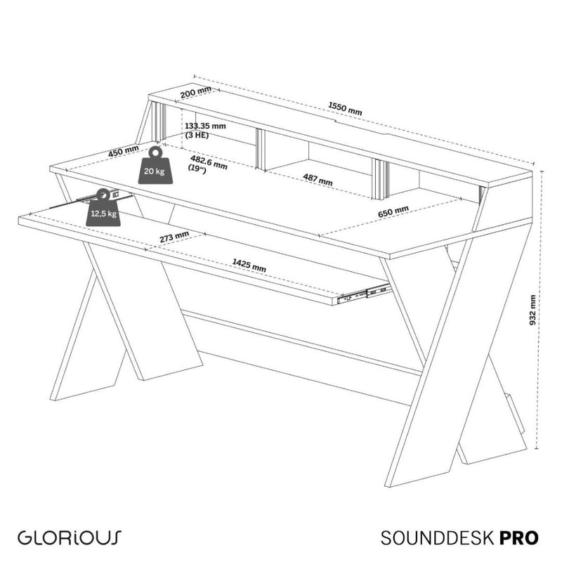 Sound Desk Pro Black Glorious Studio Workstation (Zwart)