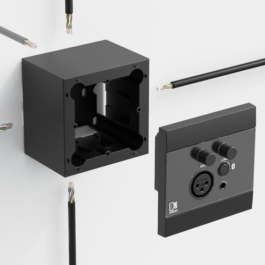 WB200/SB Audac Opbouw Wandbox voor 80 x 80 mm Wandpanelen (Zwart)