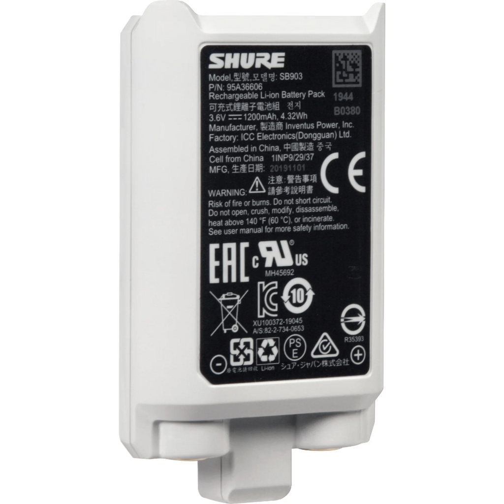 SB903 Shure Lithium-ionbatterij voor SLX-D Draadloze Zenders