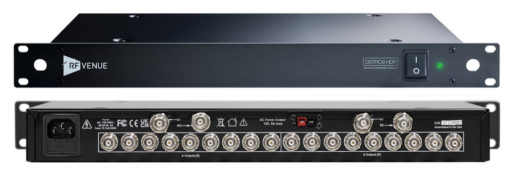 Distro9 HDR RF Venue 9-kanaals Antennesplitter