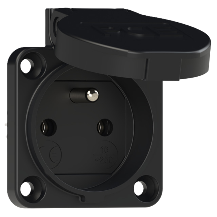 FLUSH-MOUNT SOCKET BLACK IP54 PCE