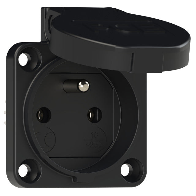 STOPCONTACT INBOUW ZWART IP54 PCE