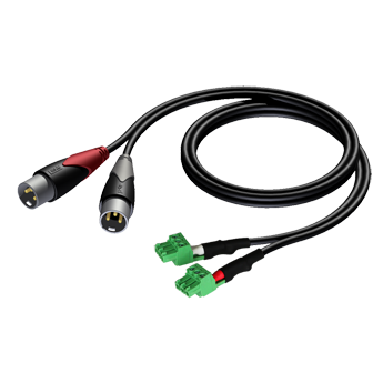 CLA834/1 2 X XLR MALE TO 2 X TERMINAL BLOCK 1 M PROCAB