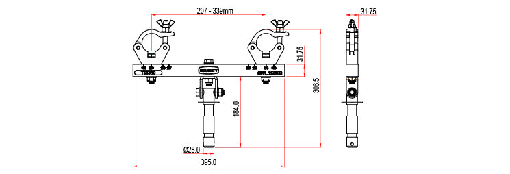 TRUSS ADAPTOR BLACK SWIVEL 250 KG SWL 250 KG DOUGHTY