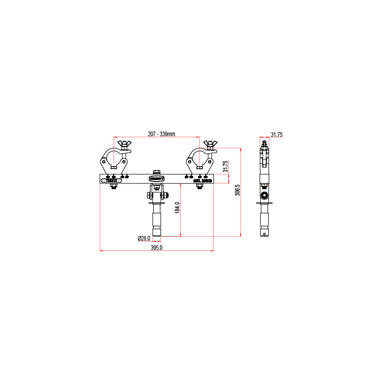 TRUSS ADAPTOR SWIVEL  250 KG SWL 250KG SPIGOT 28MM DOUGHTY