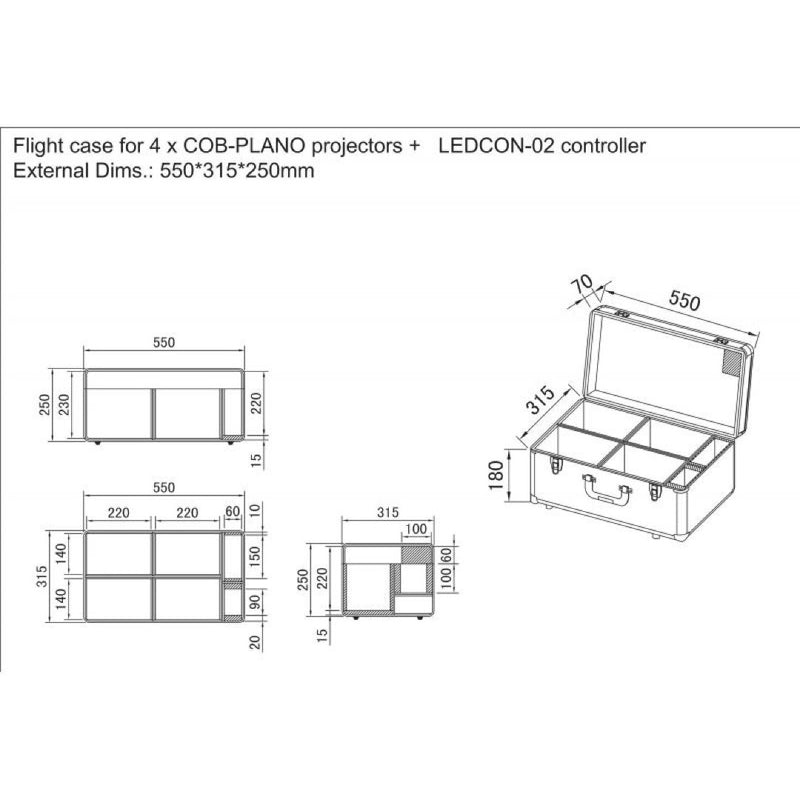 CASE FOR 4x COB PLANO + LEDCON-02 MK2 CONTROLLER JV CASES