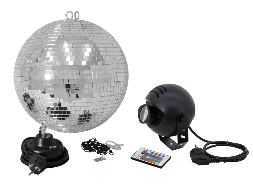 MIRROR BALL SET EUROLITE MET MOTORE EN LED SPOT 30cm EOL