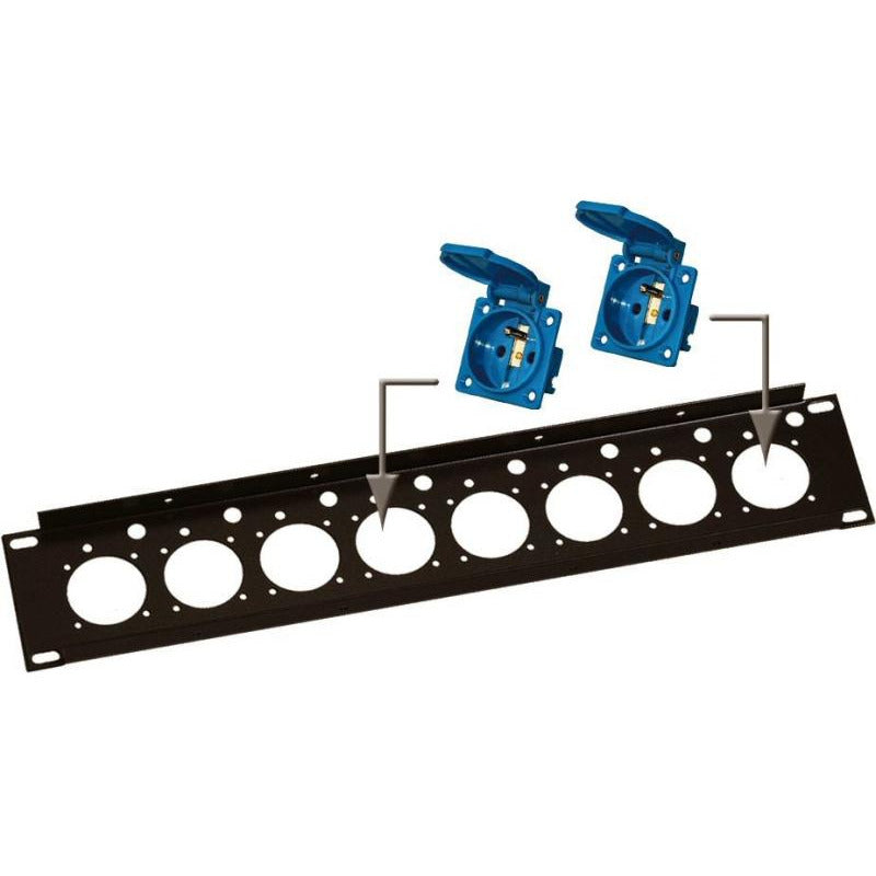 RP-2U/PC8 JV CASE Rackpaneel 2 unit voor 8x stopcontact