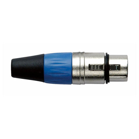 XLR CONNECTOR VROUWELIJK, NICKEL BEHUIZING - BLAUW