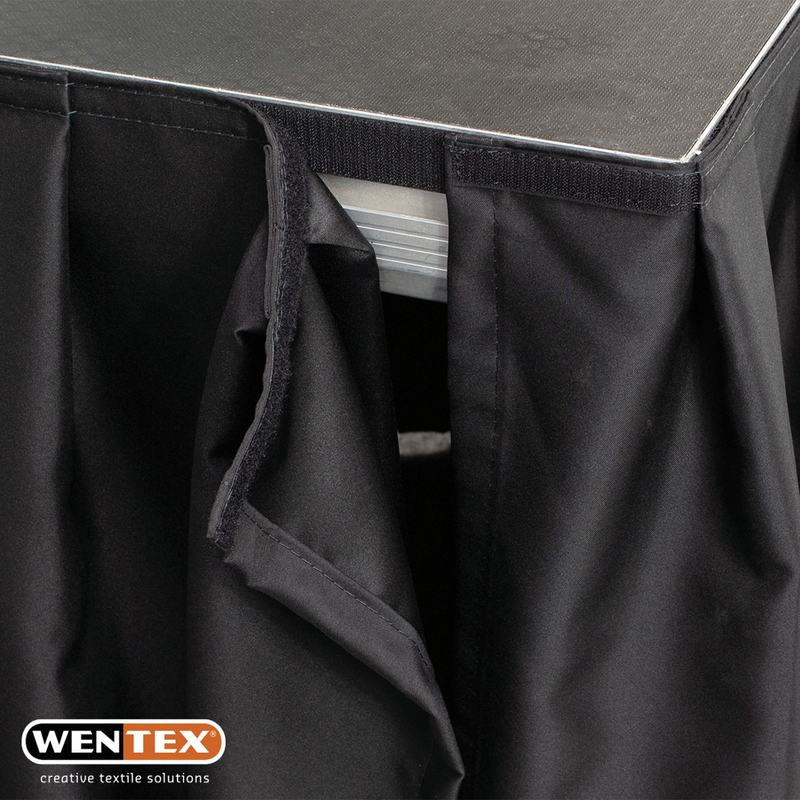 Stage Skirt Wentex Podiumafrokking Molton 100 x 620 cm Geplooid (Zwart)