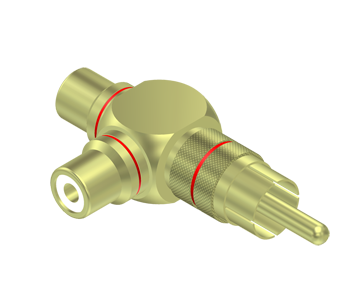 ADAPTER RCA MANNELIJK - 2X RCA VROUWELIJK 90� PROCAB BASIC