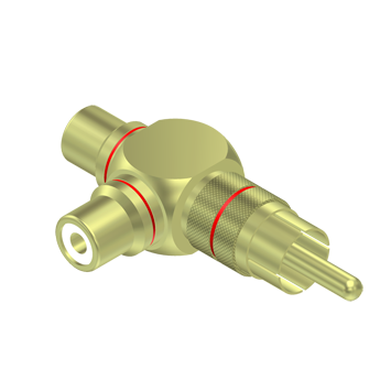 ADAPTER RCA MANNELIJK - 2X RCA VROUWELIJK 90� PROCAB BASIC