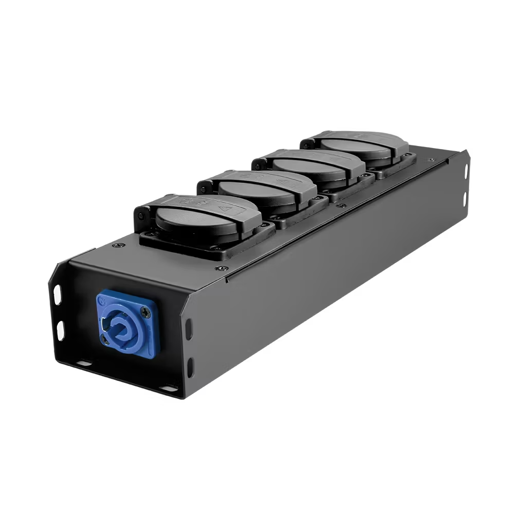 PRO PORT 4 P Adam Hall Verdeeldoos Powercon Blauw/Grijs - 4x Schuko (NL)