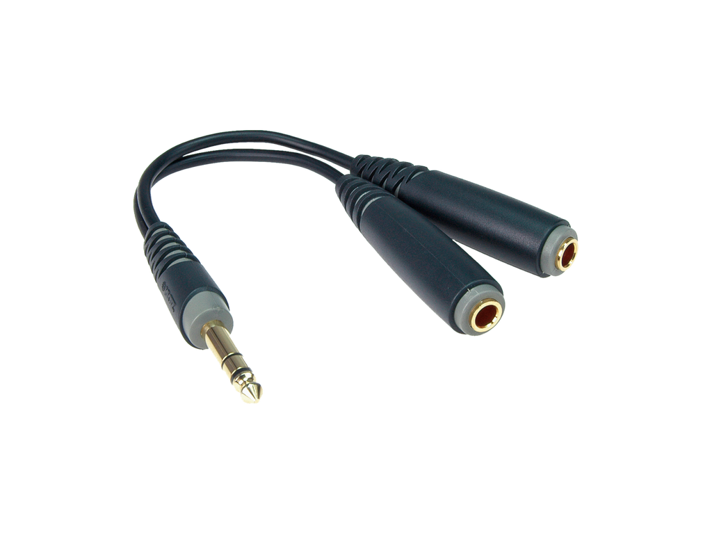 OVERGANG JACK STEREO 6.3MM MANN. --> 2X JACK ST. 6.3MM 20CM