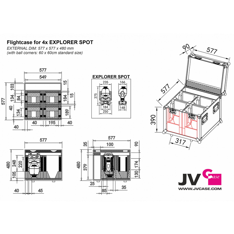 Case for 4x Explorer Spot JV Case