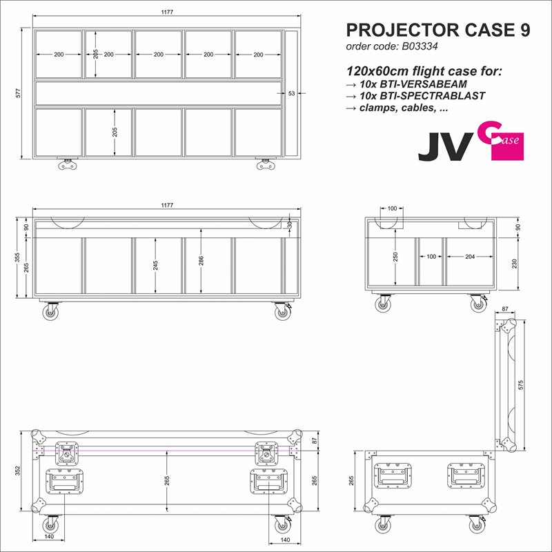 Projector Case 9 JV Case Stackable Flightcase 120x60cm