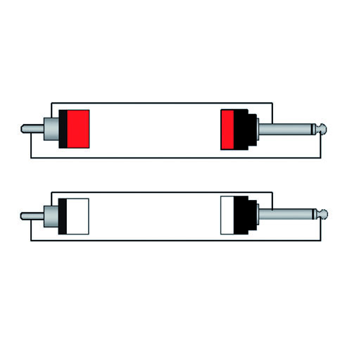 SIGNAALKABEL 2x JACK MONO MALE (6.3mm) > 2x RCA MALE 5m