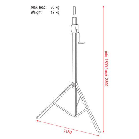 BASIC 3800 SHOWGEAR WIND UP STATIEF 80KG