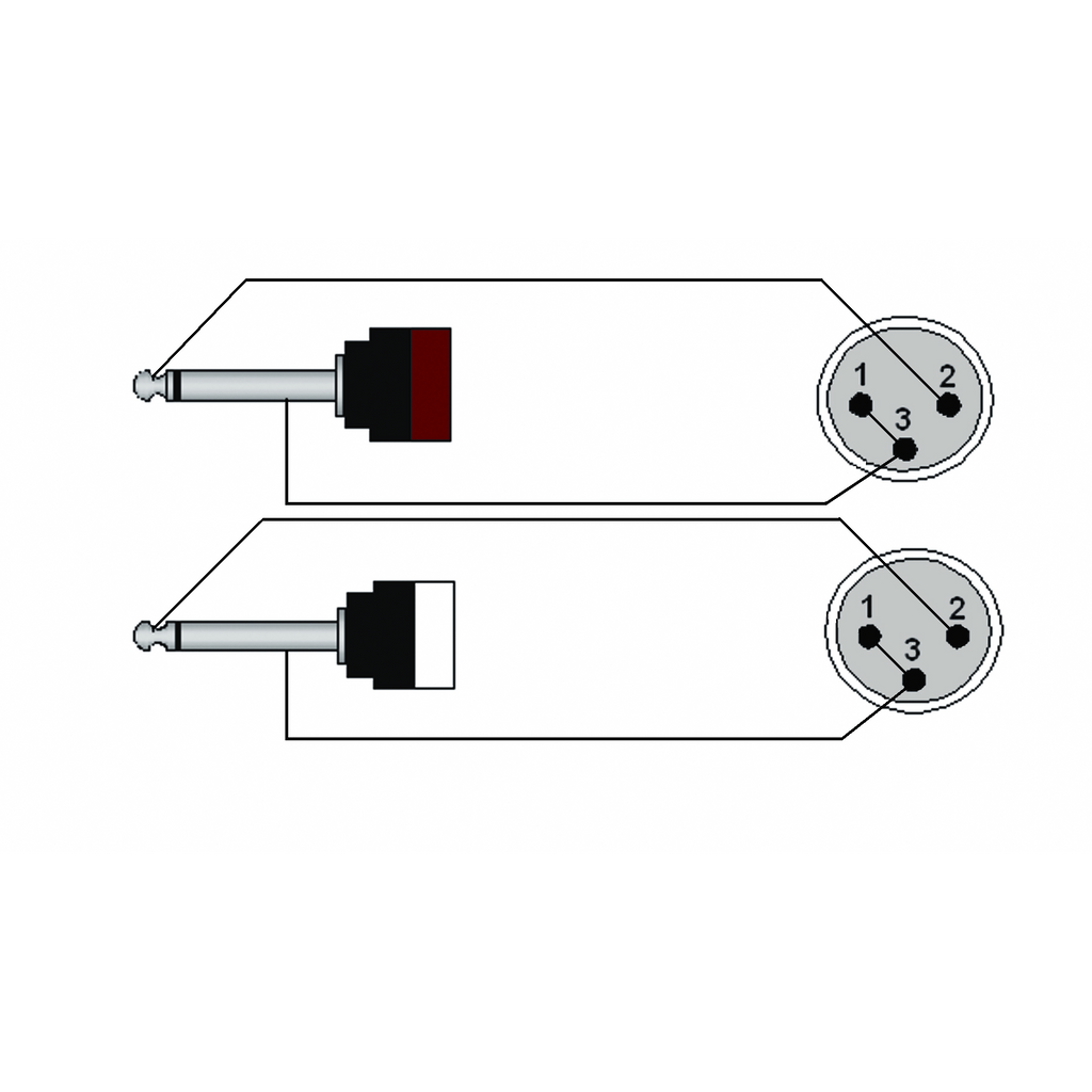 2 x XLR MANNELIJK - 2 x JACK MANNELIJK 3m KABEL PROCAB