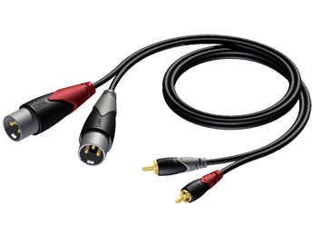 SIGNAALKABEL 2x XLR MALE > 2x RCA MALE 1.5m PROCAB