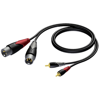 SIGNAALKABEL 2x XLR MALE > 2x RCA MALE 1.5m PROCAB