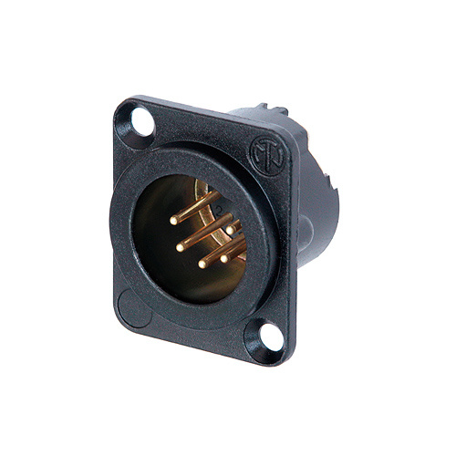 NC5MDLXB 5P. XLR CHASSIS MALE ZWARTE BEHUIZING/GOUDCONTACT NEUTRIK
