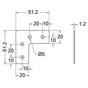 B1141 L - HOEK 51.2 X 20 MM NIKKEL PENN ELCOM