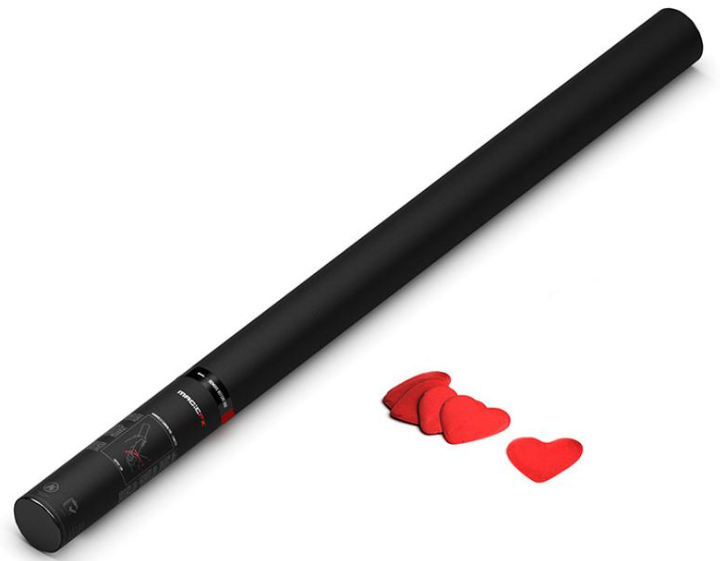 Handmatige Confetti Shooter Magic FX 80cm Papier Hartvormig Rood