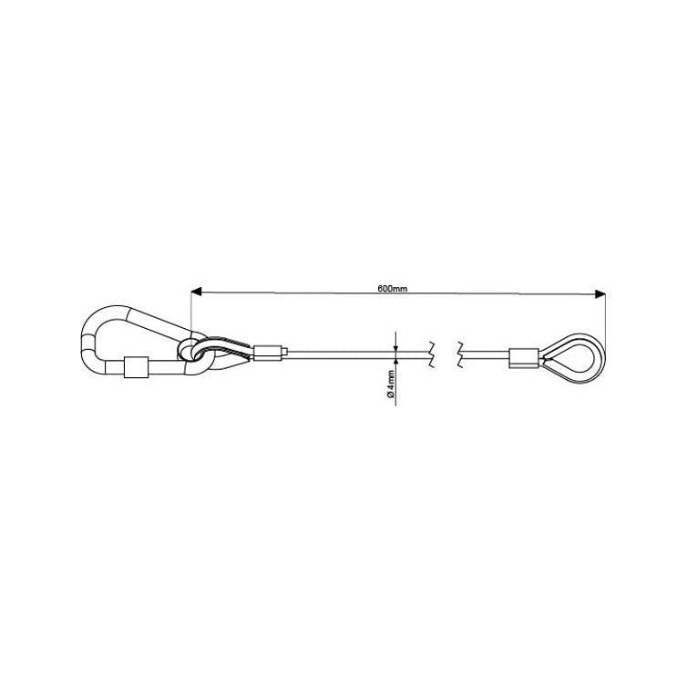 Veiligheidskabel 60CM SWL 36KG/4MM Zwart Gekeurd Doughty