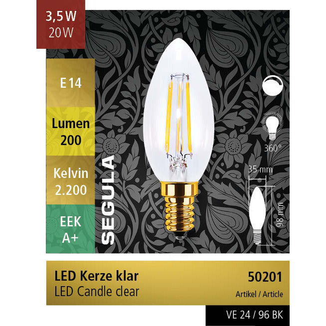 LED KAARS HELDER E14 3,5 WATT 2200K SEGULA