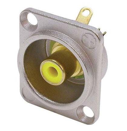 NF2D-4 RCA CHASSIS SILVER HOUSING D-SIZE YELLOW NEUTRIK