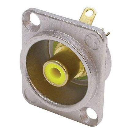 NF2D-4 RCA CHASSIS SILVER HOUSING D-SIZE YELLOW NEUTRIK