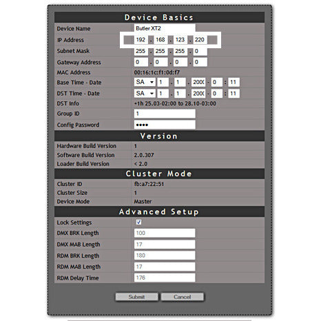 Butler XT2 ECUE DMX CONTROLLER 1024 DMX/RDM CHANNELS EX VOE.