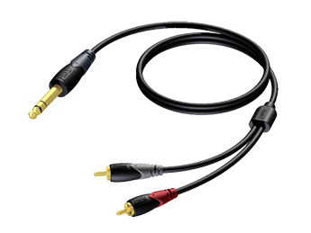 CLA719/3 JACK STEREO MALE 6.3 MM TO 2 X RCA MALE 3 M PROCAB