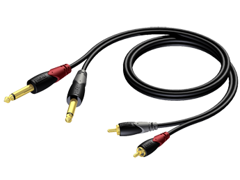 SIGNAALKABEL 2x JACK MONO MALE (6.3mm) > 2x RCA MALE 5m