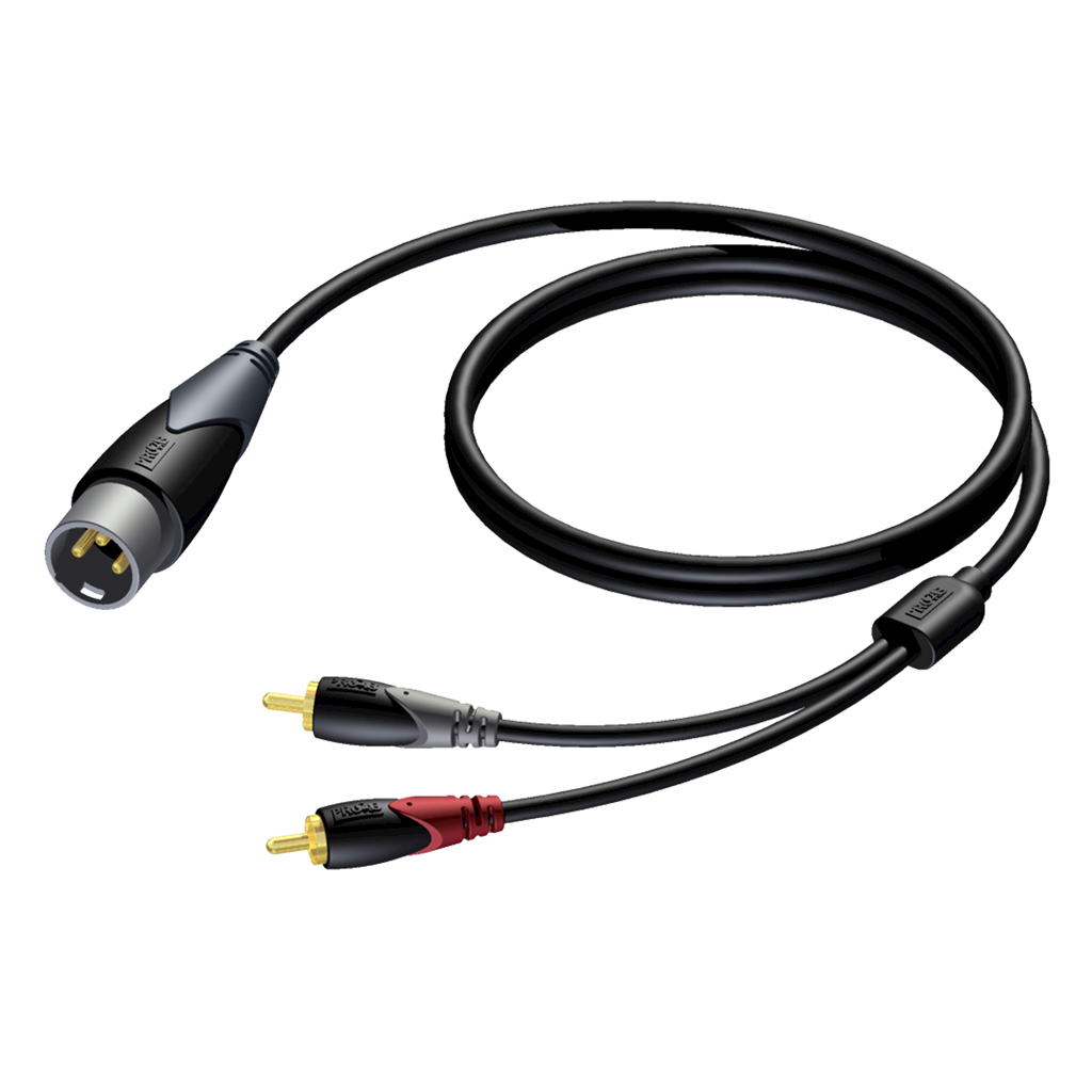 CLA703/1.5 1x XLR (m) naar 2X RCA (m) Procab - 1.5m