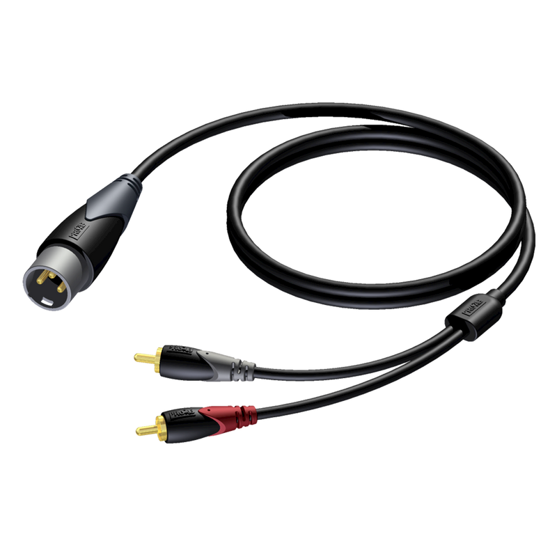 CLA703/1.5 1x XLR (m) naar 2X RCA (m) Procab - 1.5m