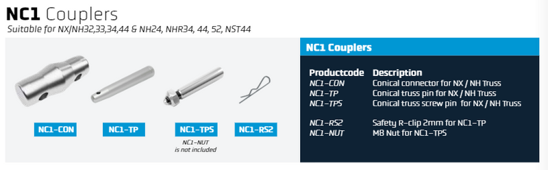 NC1-NUT Next Truss M8 Borgmoer voor NC1-TPS