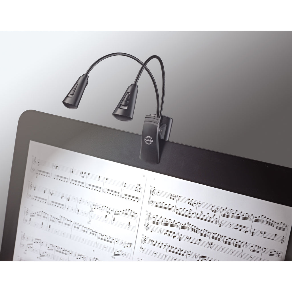 12244 K&amp;M MUSIC STAND LIGHT DOUBLE4 LED FLEXLIGHT