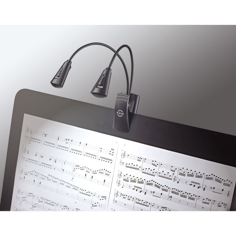 12244 K&amp;M MUSIC STAND LIGHT DOUBLE4 LED FLEXLIGHT