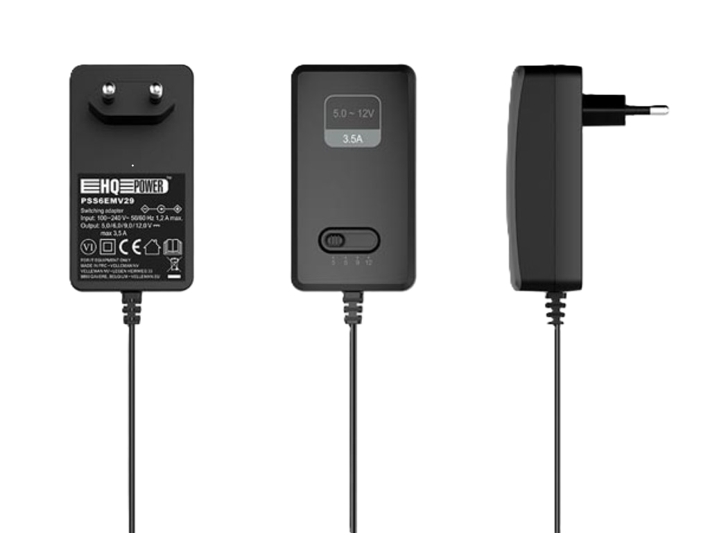 VOEDINGSADAPTOR 240V --> 5-12VDC 3.5A + 6 PLUGGEN HQ POWER