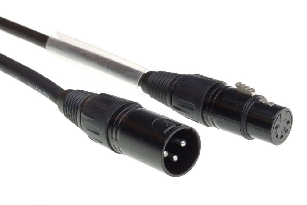 DMX Adapter Cable 3 Pole Male to 5 Pole Female XLR 50 CM Black Admiral